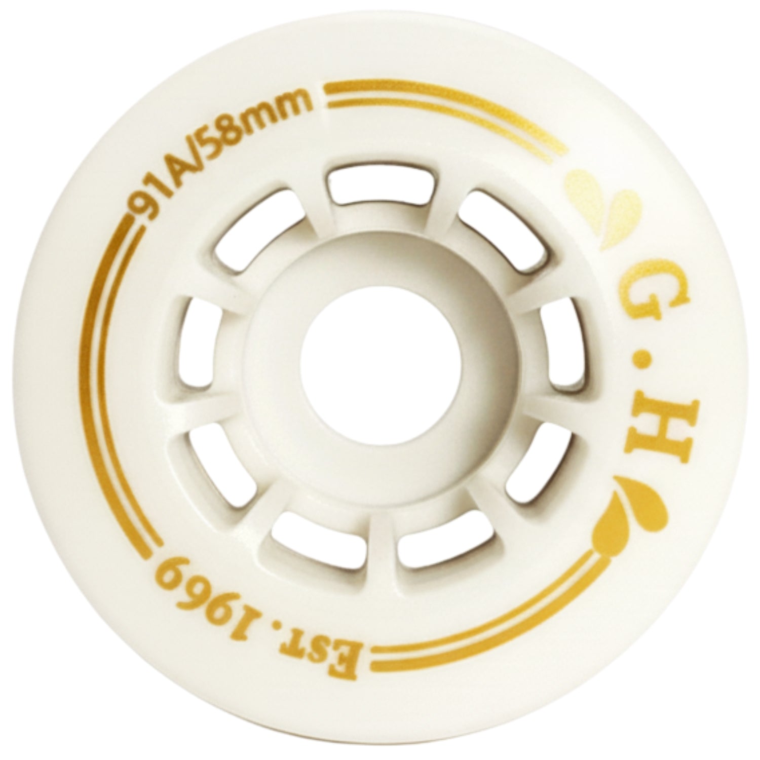 GH Ivory White Pu Roller Skates Wheels (88A/91A/94A x 58mm.)