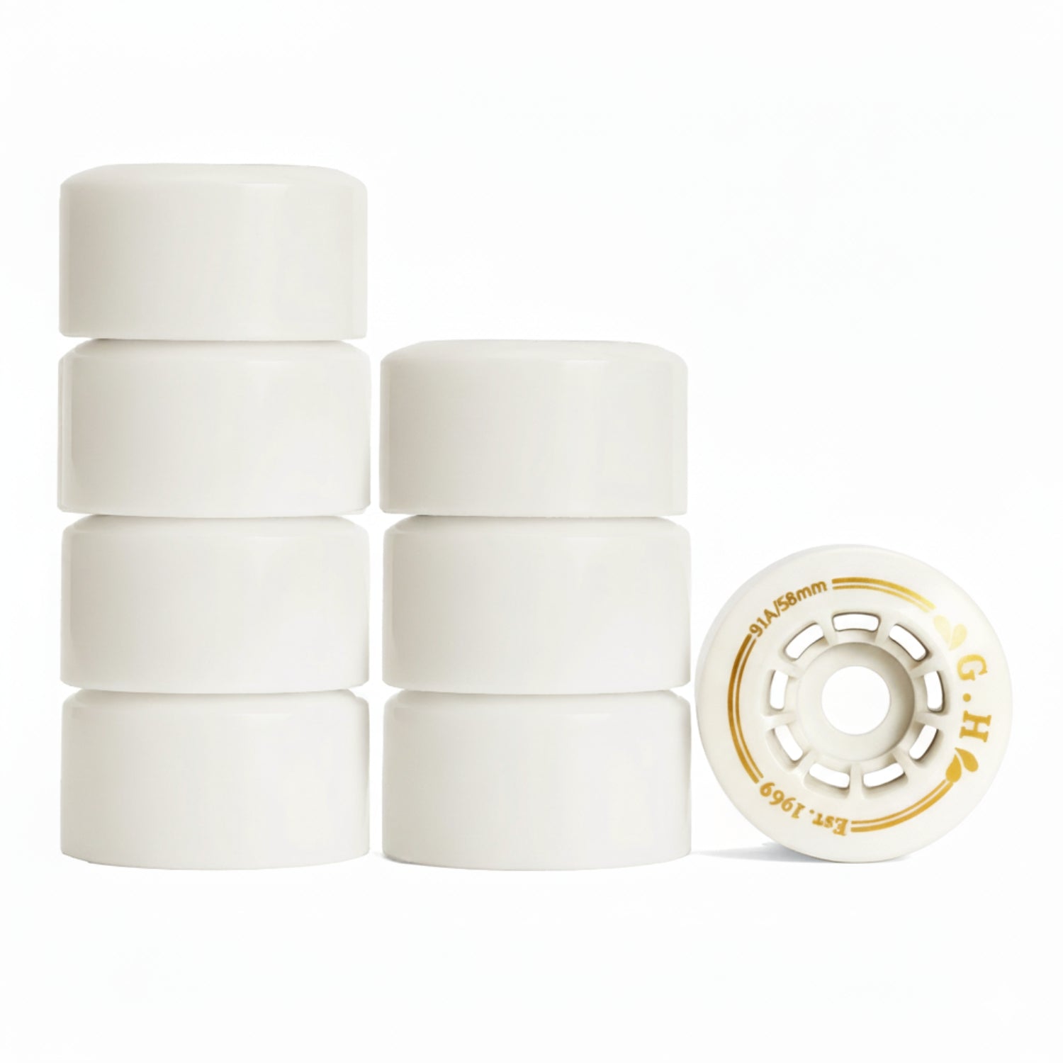 GH Ivory White Pu Roller Skates Wheels (88A/91A/94A x 58mm.)