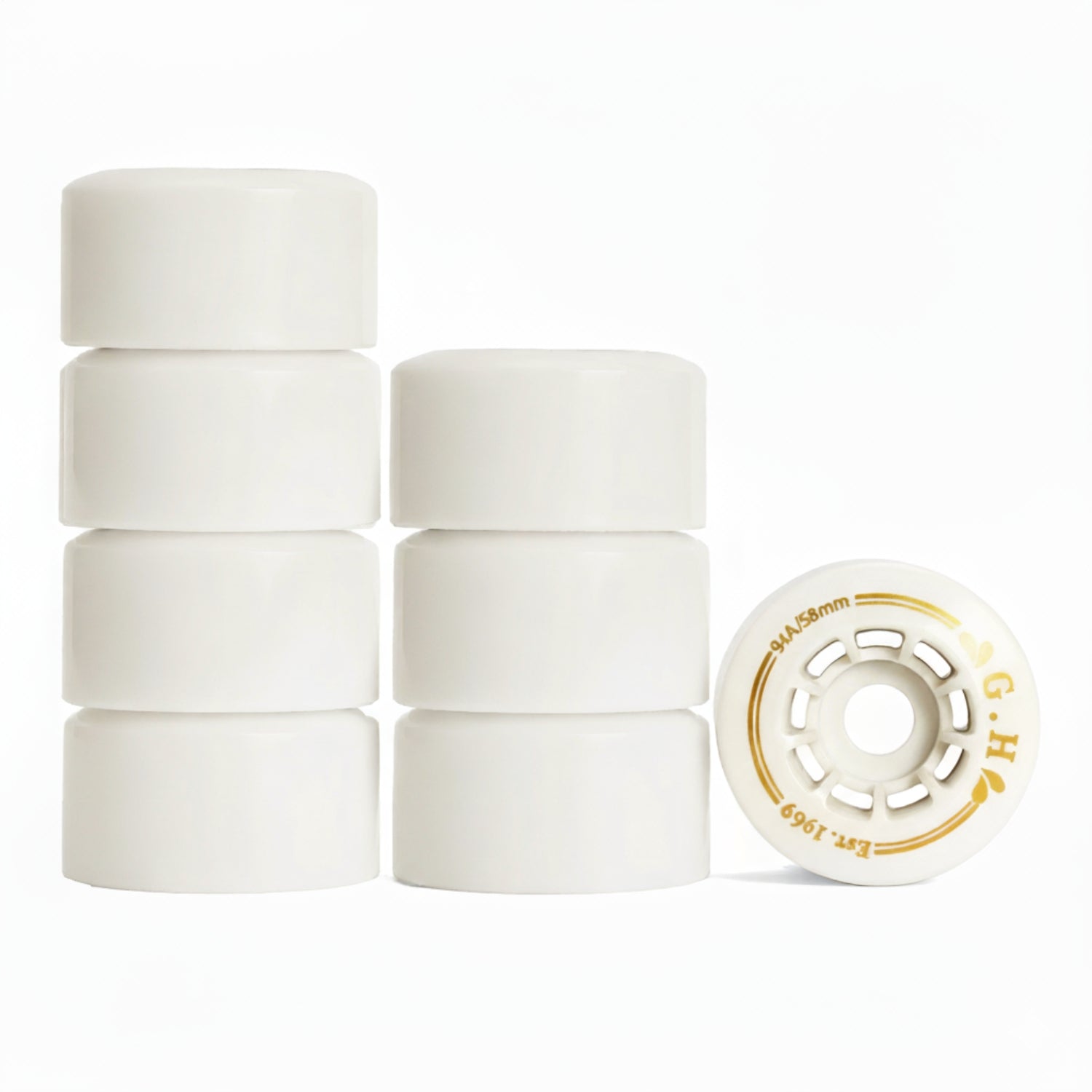 GH Ivory White Pu Roller Skates Wheels (88A/91A/94A x 58mm.)