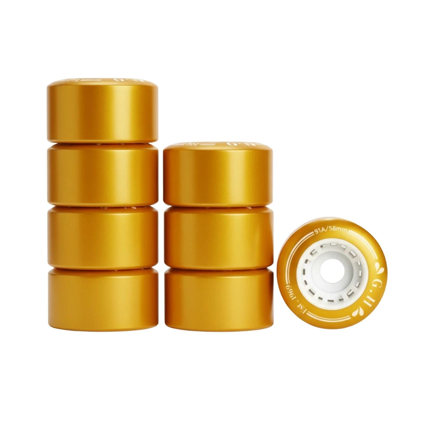 GH Gold High Rebound Pu Quad Roller Skates Wheels (91A x 58mm.)