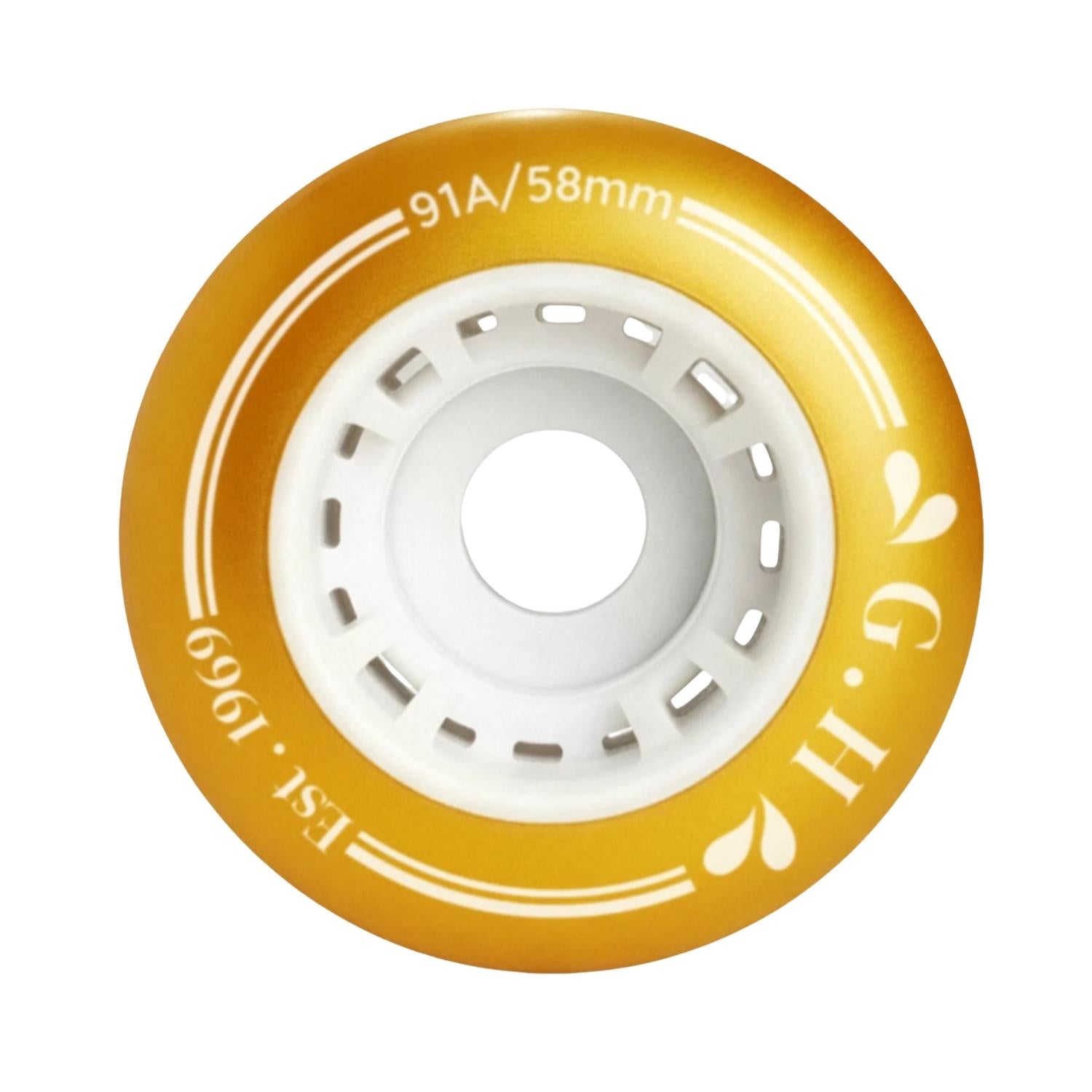 GH Gold High Rebound Pu Quad Roller Skates Wheels (91A x 58mm.)