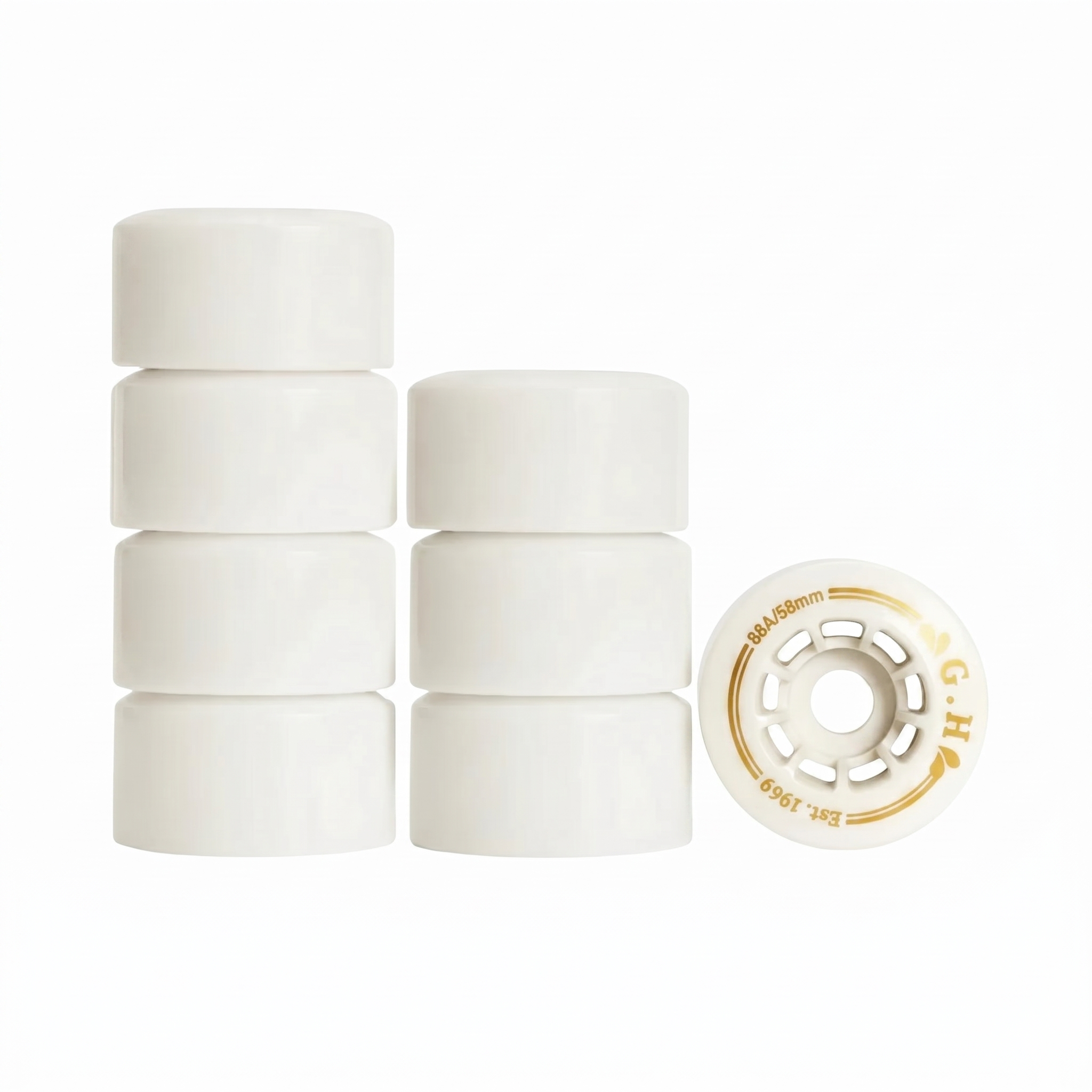 GH Ivory White High Rebound Pu Roller Skates Wheels (88A x 58mm.)