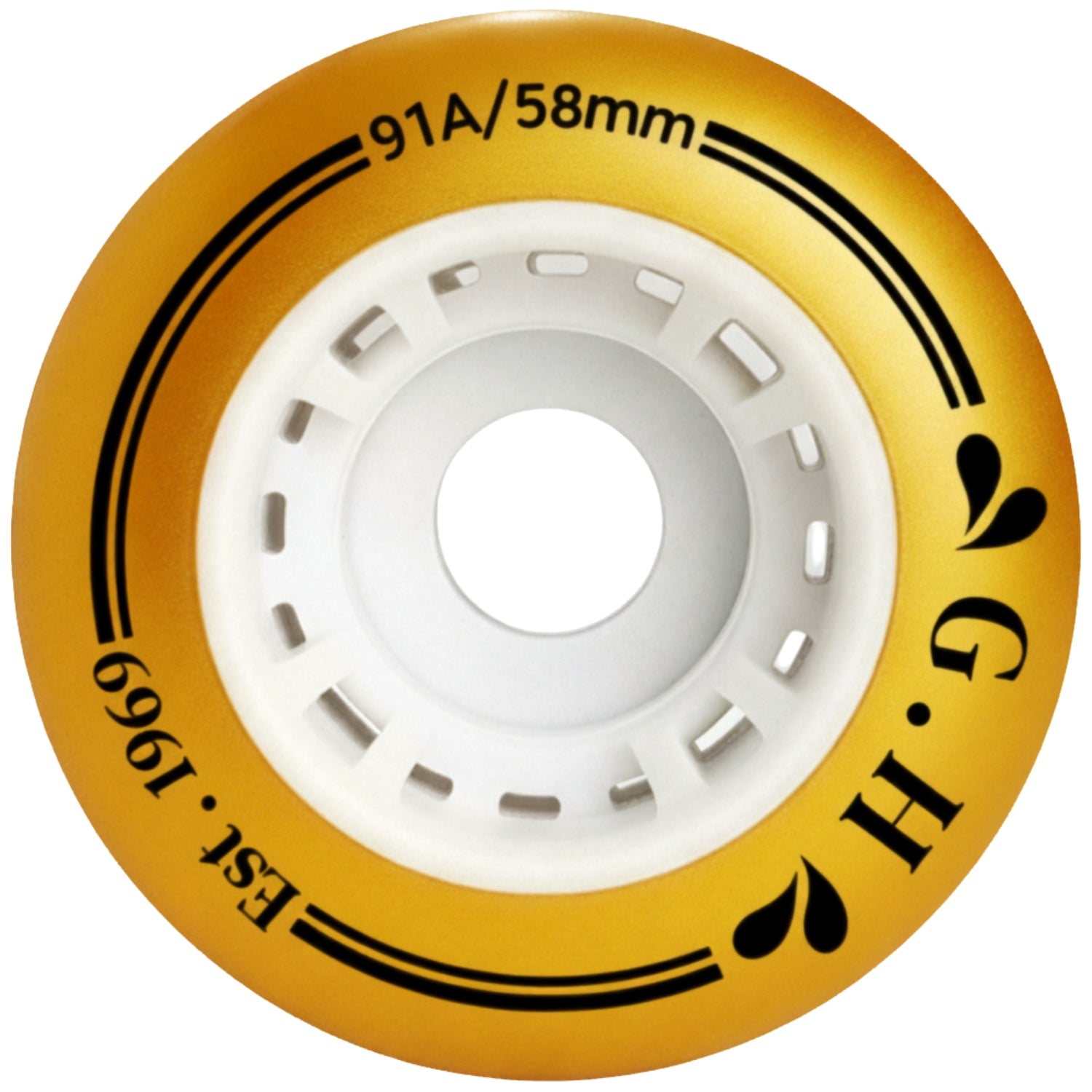 GH Gold Pu Quad Roller Skates Wheels (91A x 58mm.)