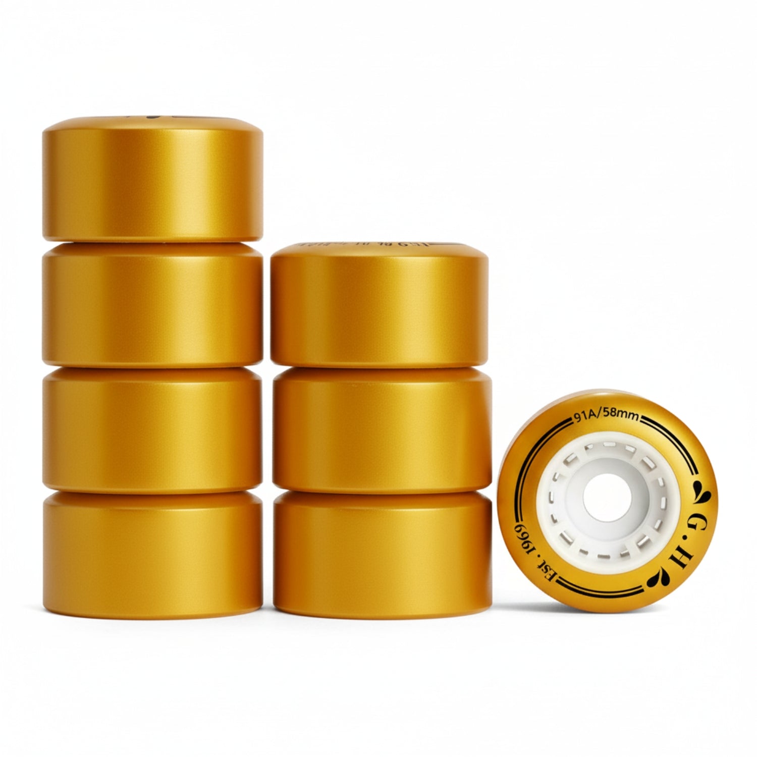 GH Gold Pu Quad Roller Skates Wheels (91A x 58mm.)