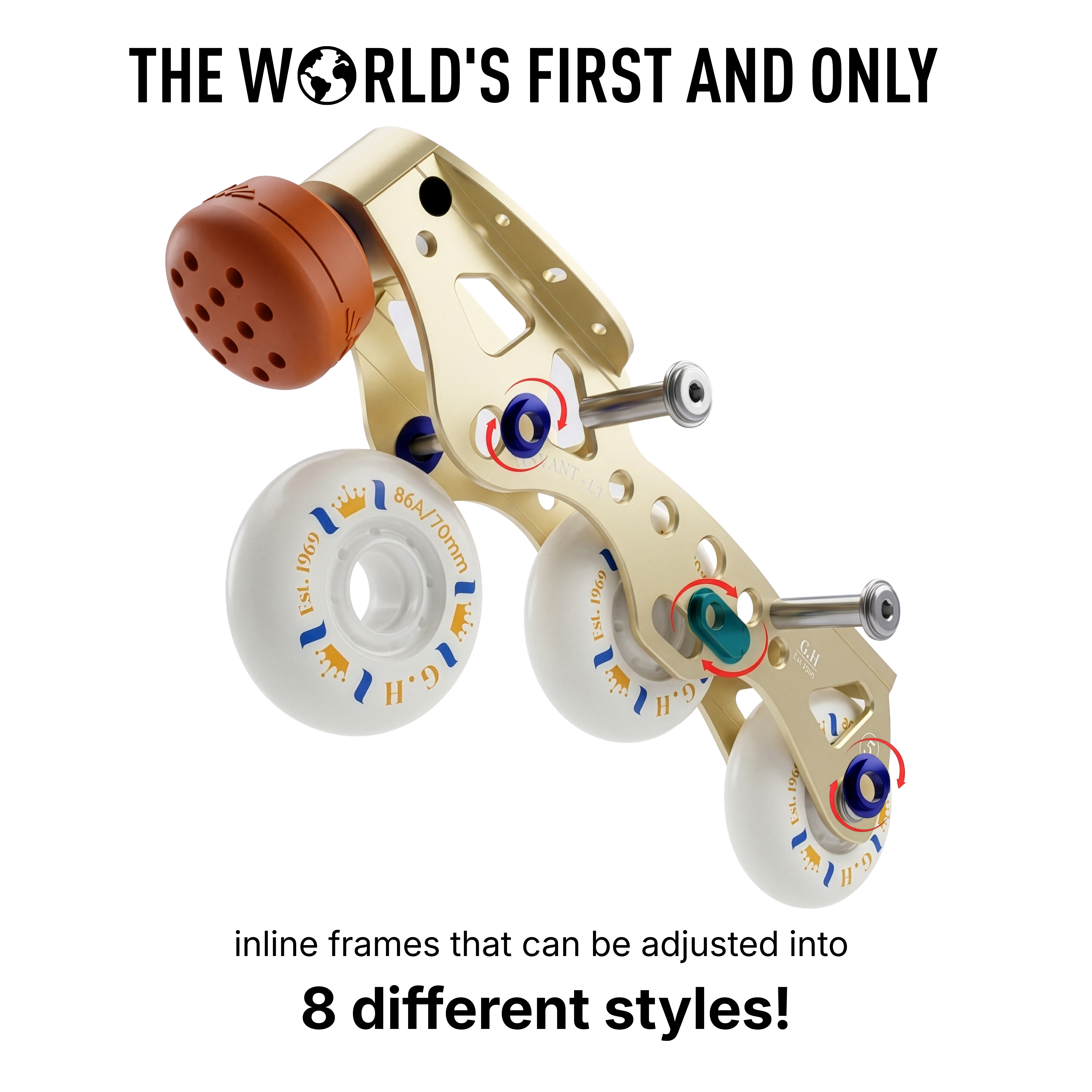 Avant LT Inline Skate Frame ( Short version with only adjustable front & rear wheels, Long version with all adjustable wheels)