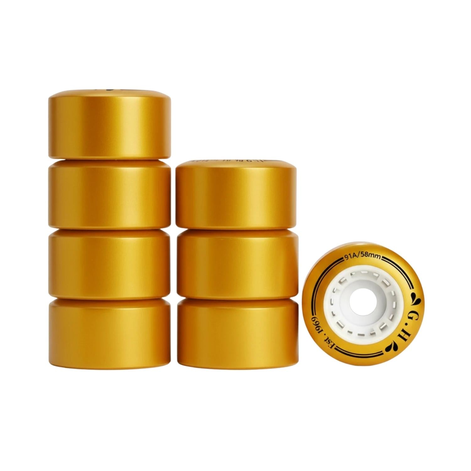 GH Gold Pu Quad Roller Skates Wheels (91A x 58mm.)