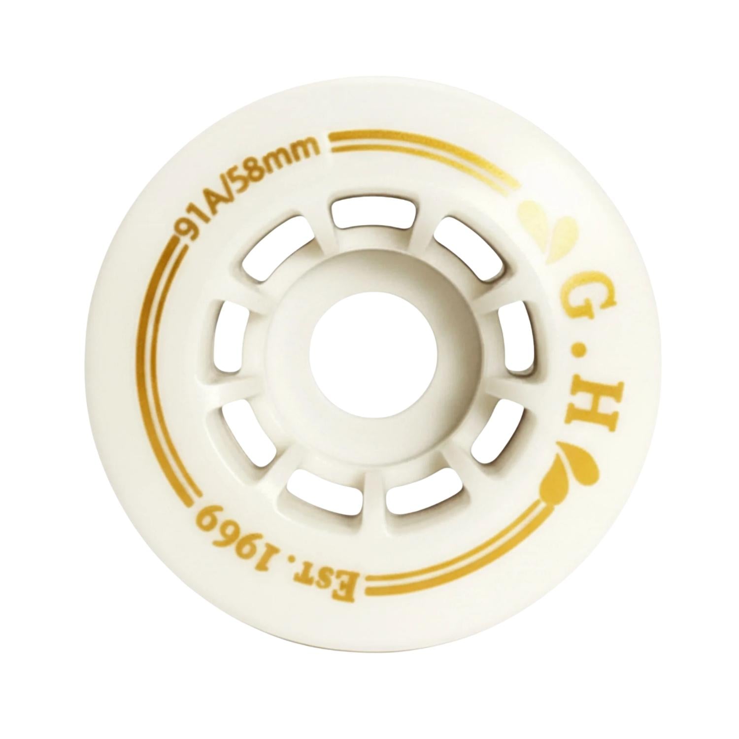GH Ivory White Pu Roller Skates Wheels (88A/91A/94A x 58mm.)
