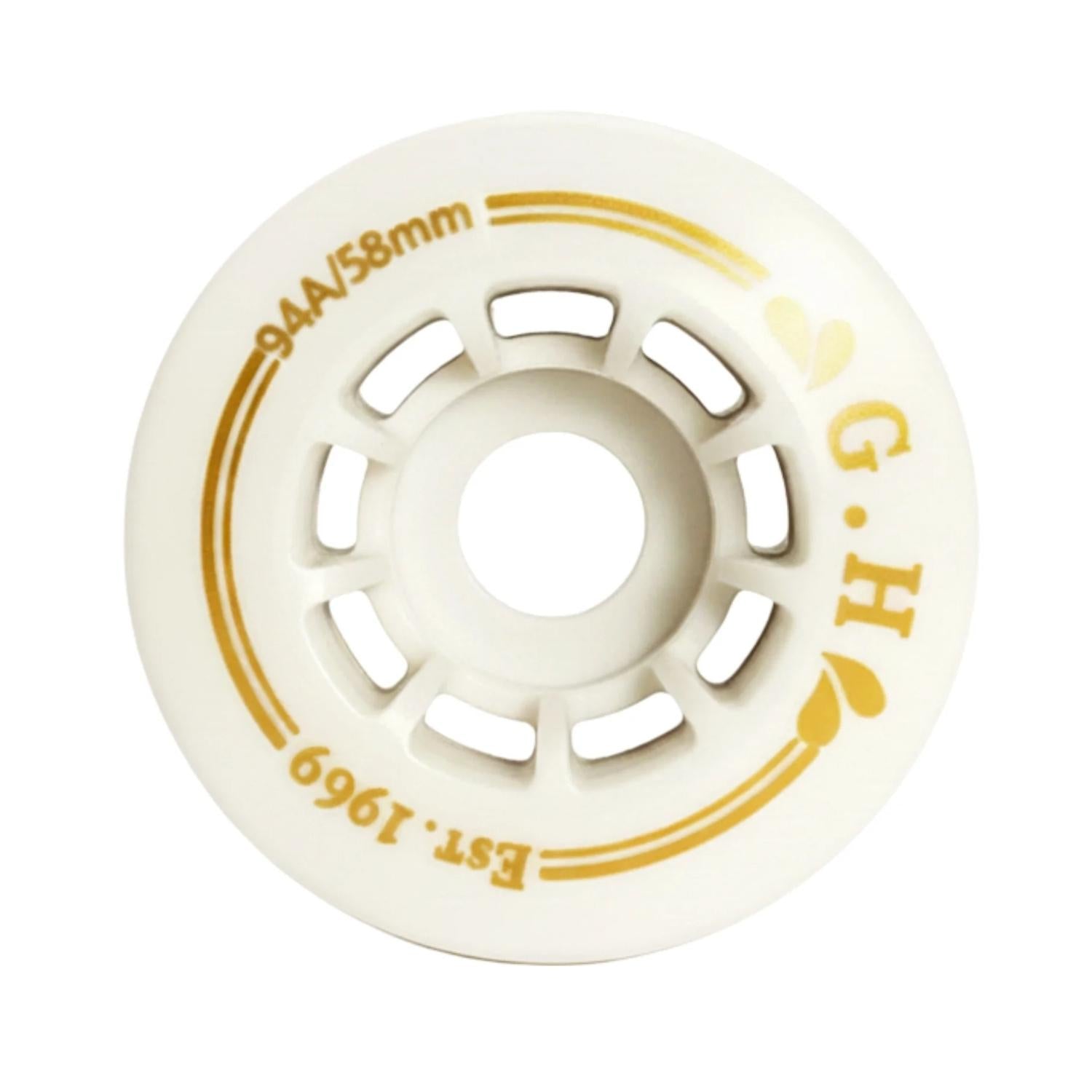 GH Ivory White Pu Roller Skates Wheels (88A/91A/94A x 58mm.)