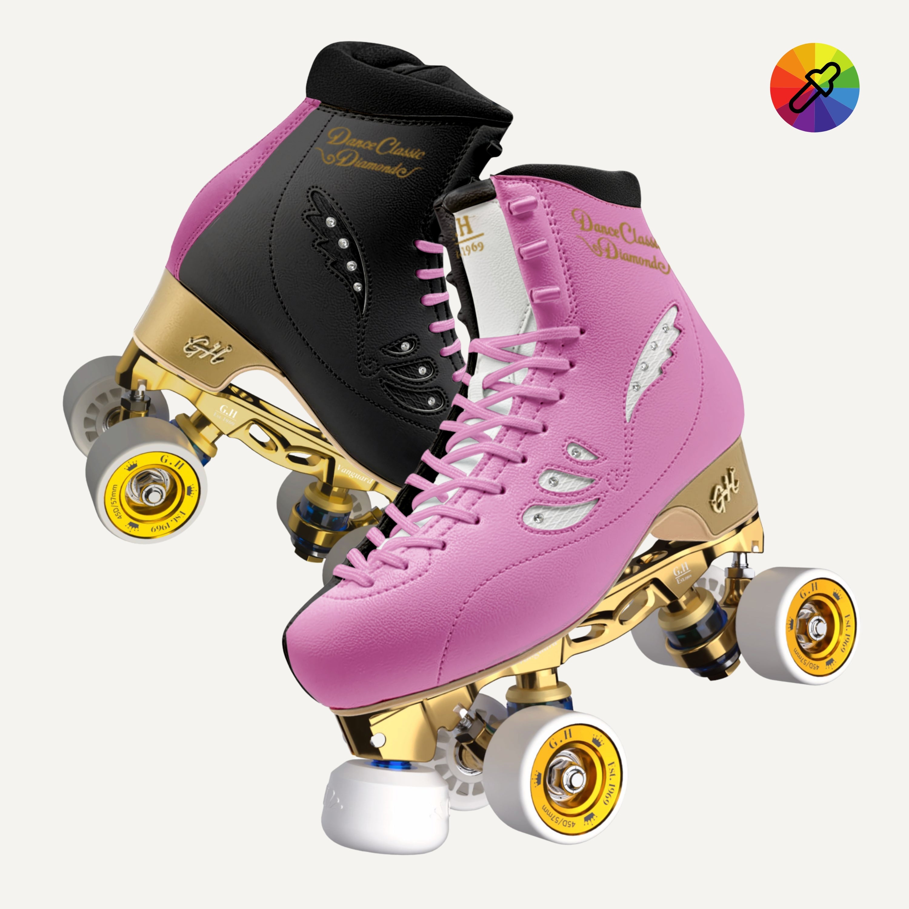 Dance classic diamond quad roller skates  (flexible boots SR28) (Vanguard or Jaboco frame) Color Jam