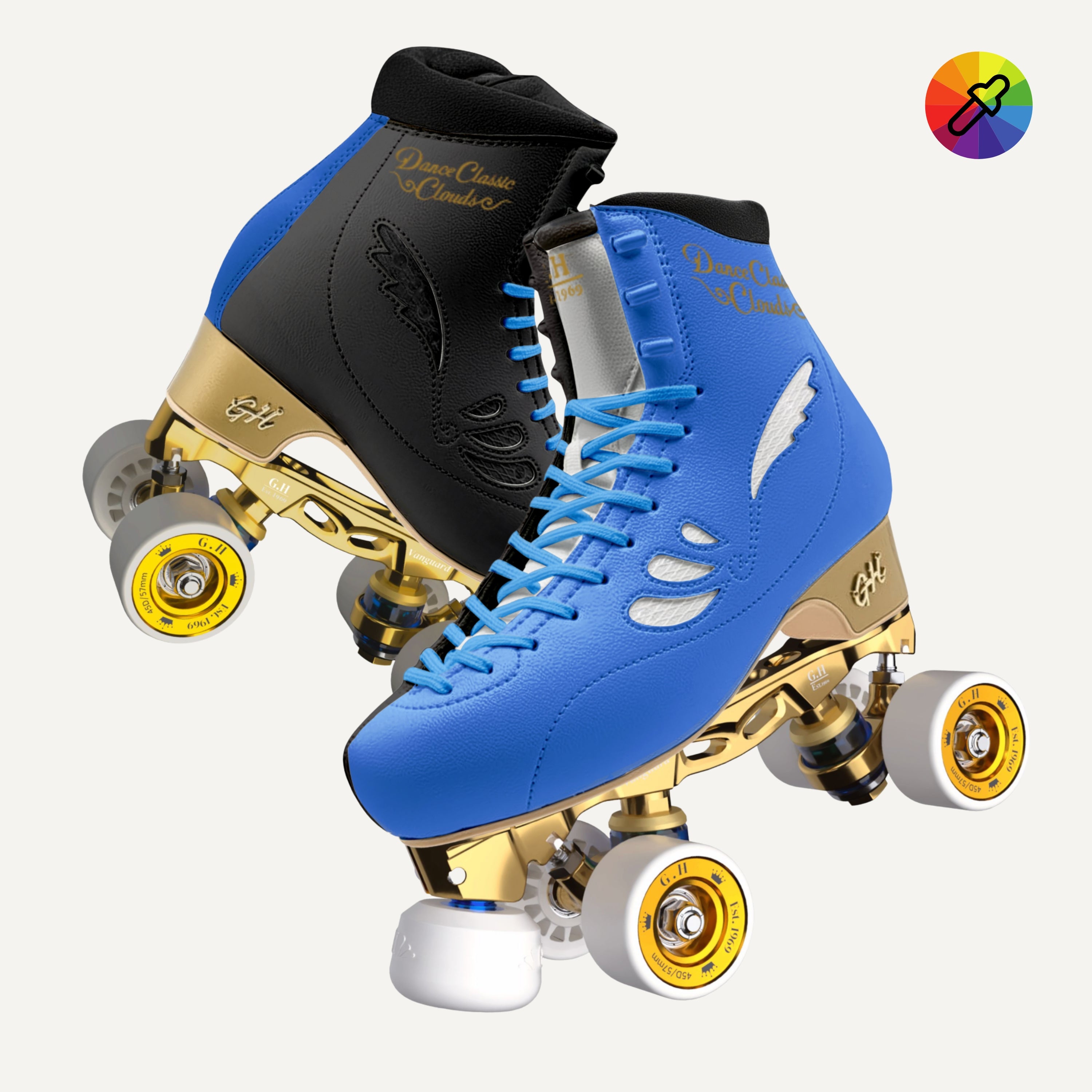Dance classic clouds quad roller skates (flexible boots SR15) (Vanguard or Jaboco frame) Color Jam