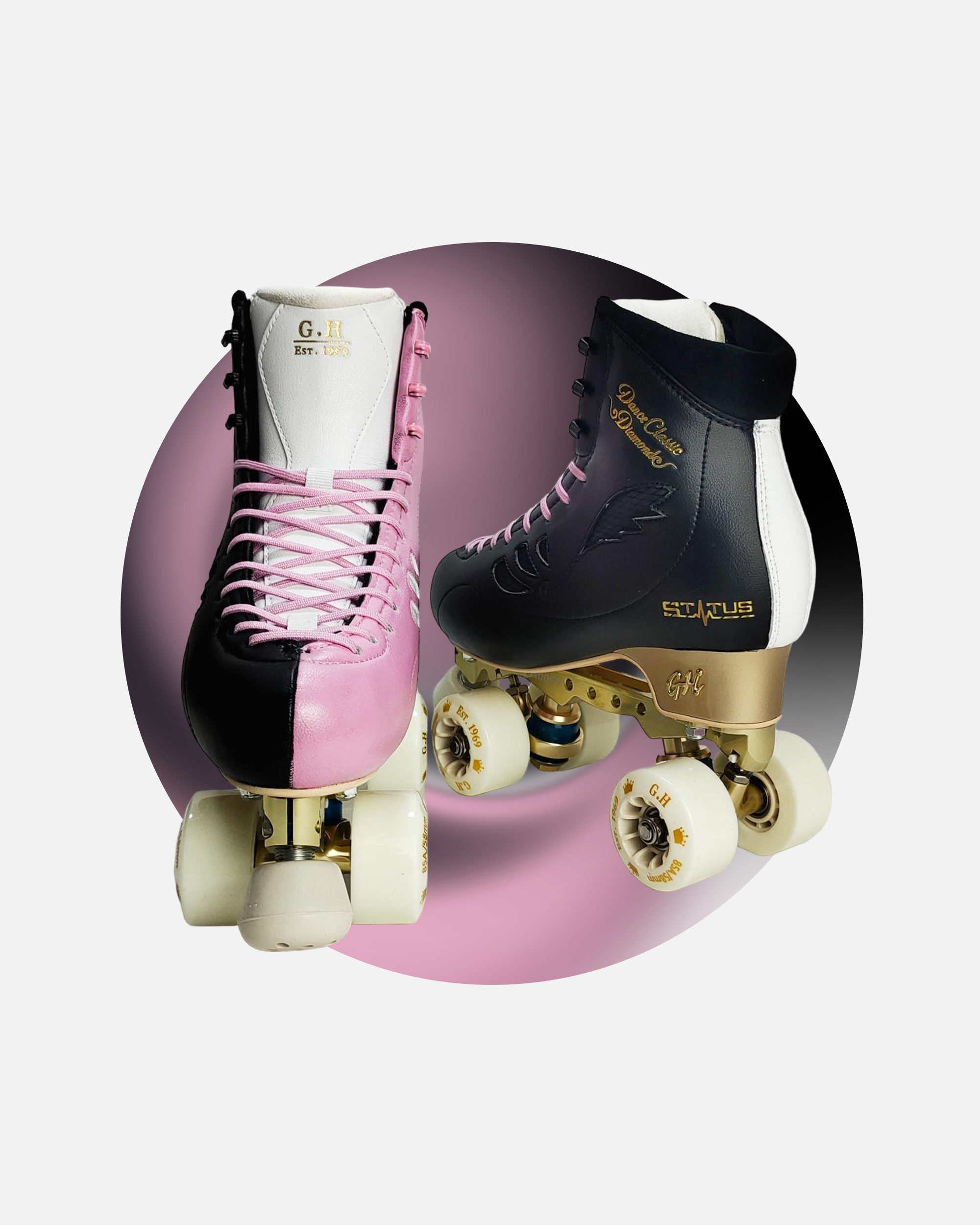 Dance classic diamond quad roller skates  (flexible boots SR28) (Vanguard or Jaboco frame) Color Jam